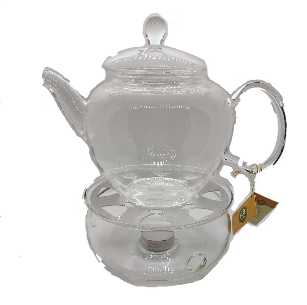 Glass teapot with warmer