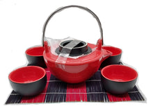 Load image into Gallery viewer, Tea set - black &amp; red
